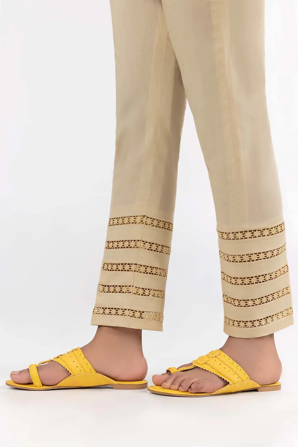 Beige Cambric Fashion Trousers