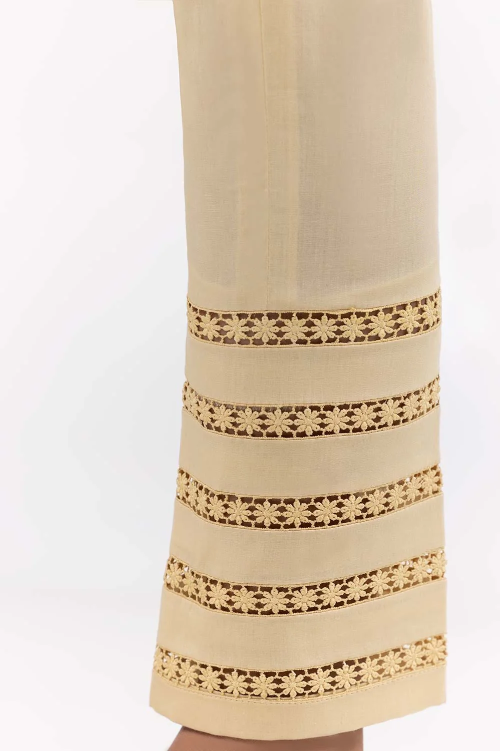 Beige Cambric Fashion Trousers - Image 3