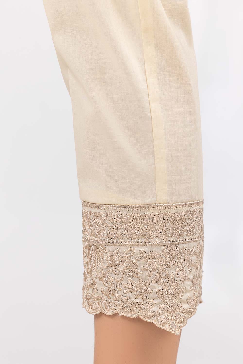 Beige Embroidered Cambric Trousers - Image 3