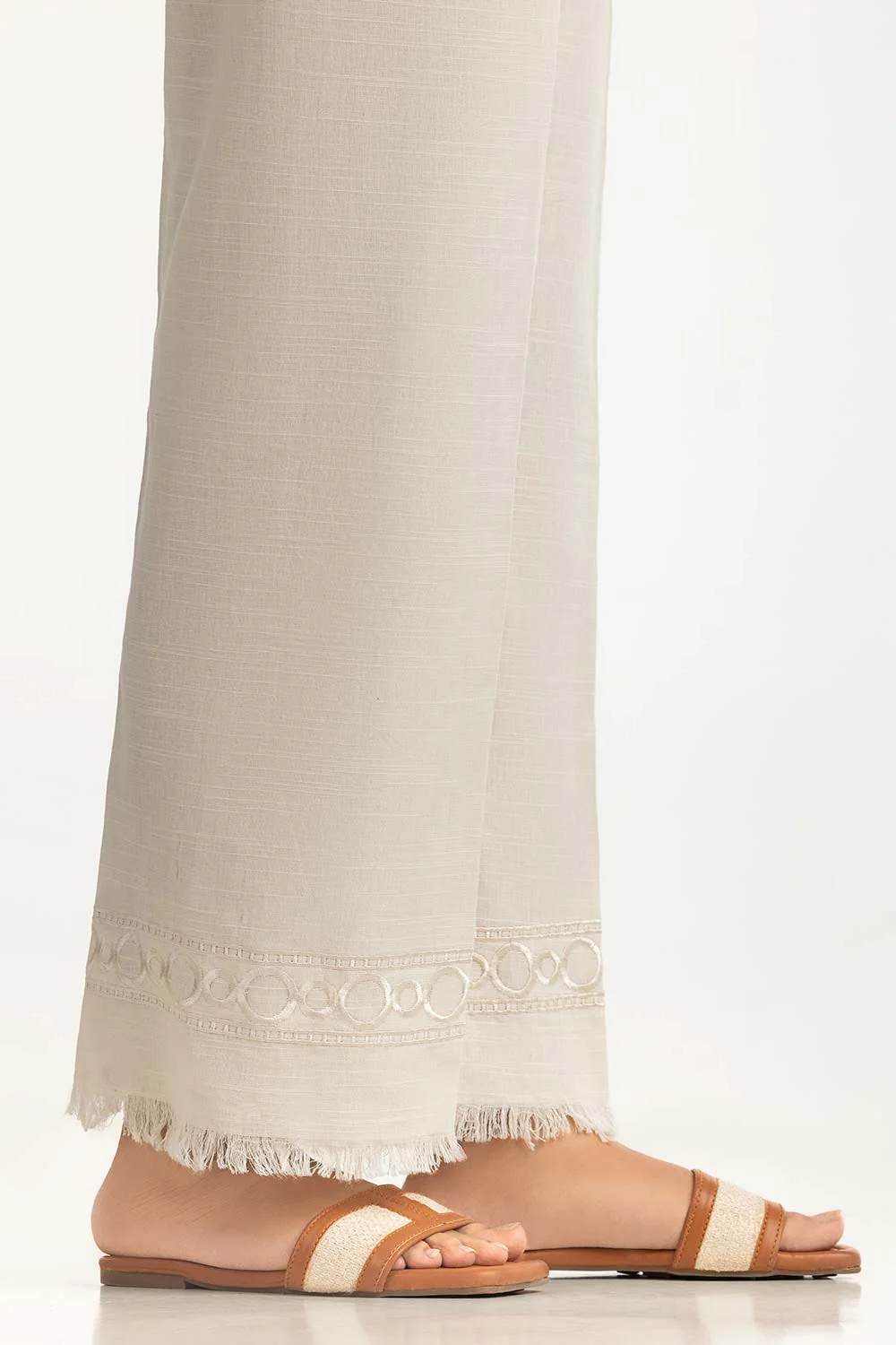 Beige Khaddar Embellished Trouser - Image 2