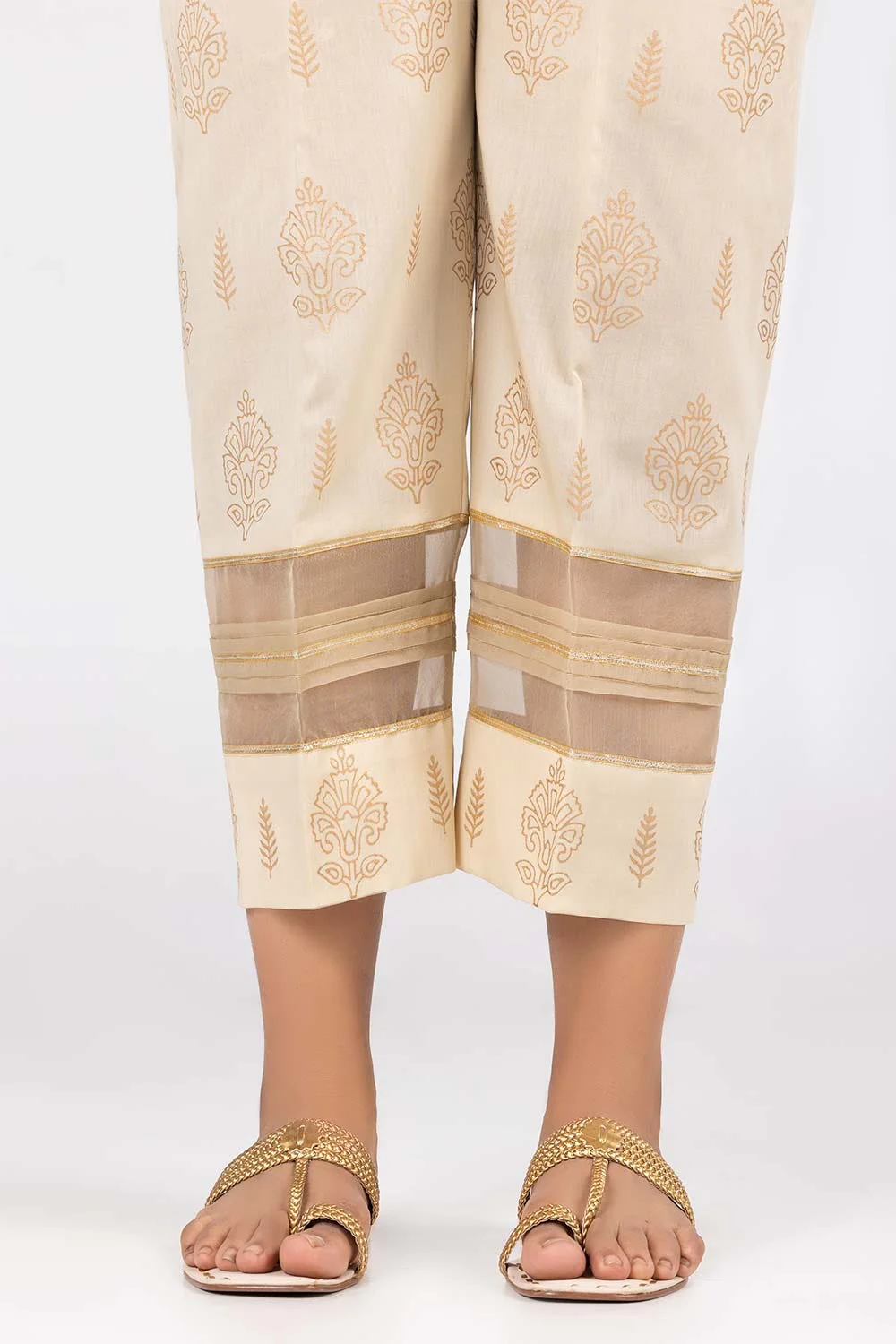 Beige Printed Cambric Trousers - Image 2