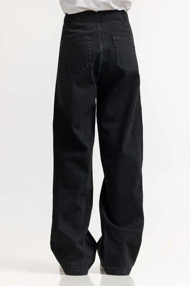 Black Basic Non Denim Jeans - Image 4