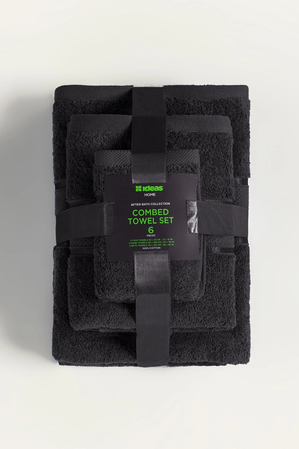 Black Combed Towel 6Pcs Set - Image 2