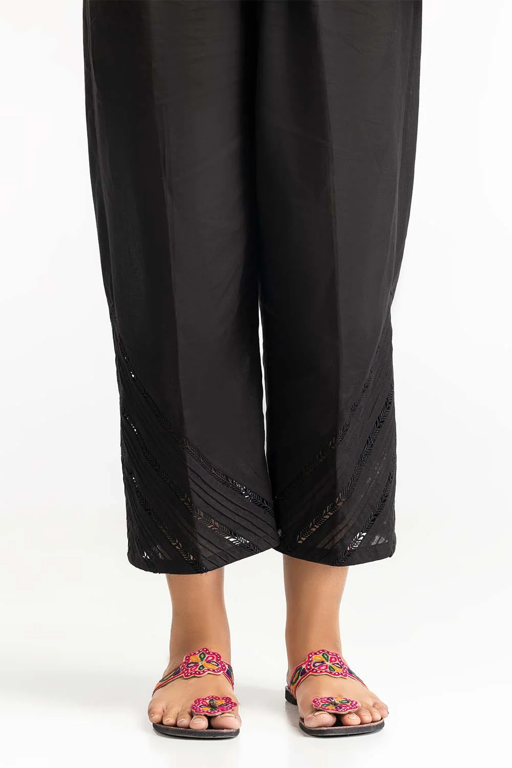 Black Dyed Cambric Embelished Trouser