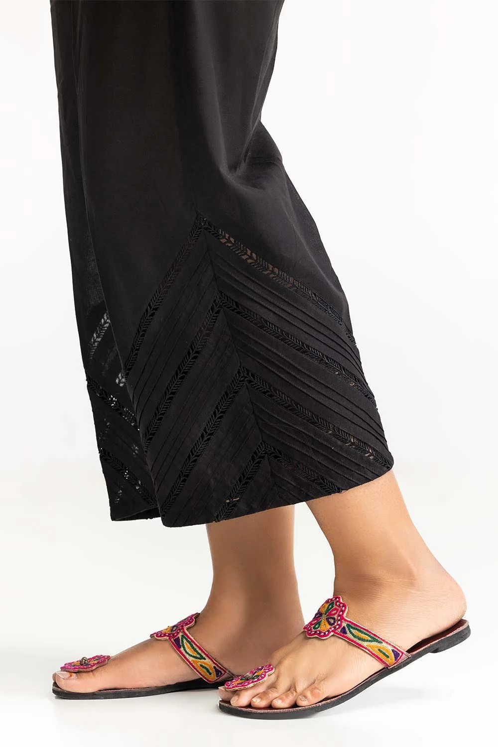 Black Dyed Cambric Embelished Trouser - Image 2