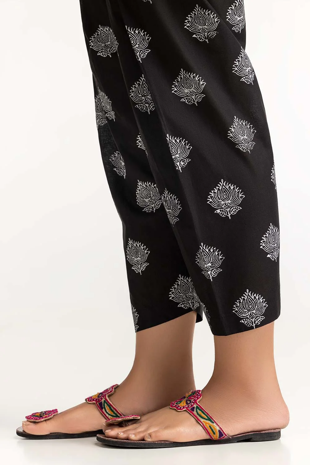 Black Dyed Cambric Screen Print Shalwar - Image 2