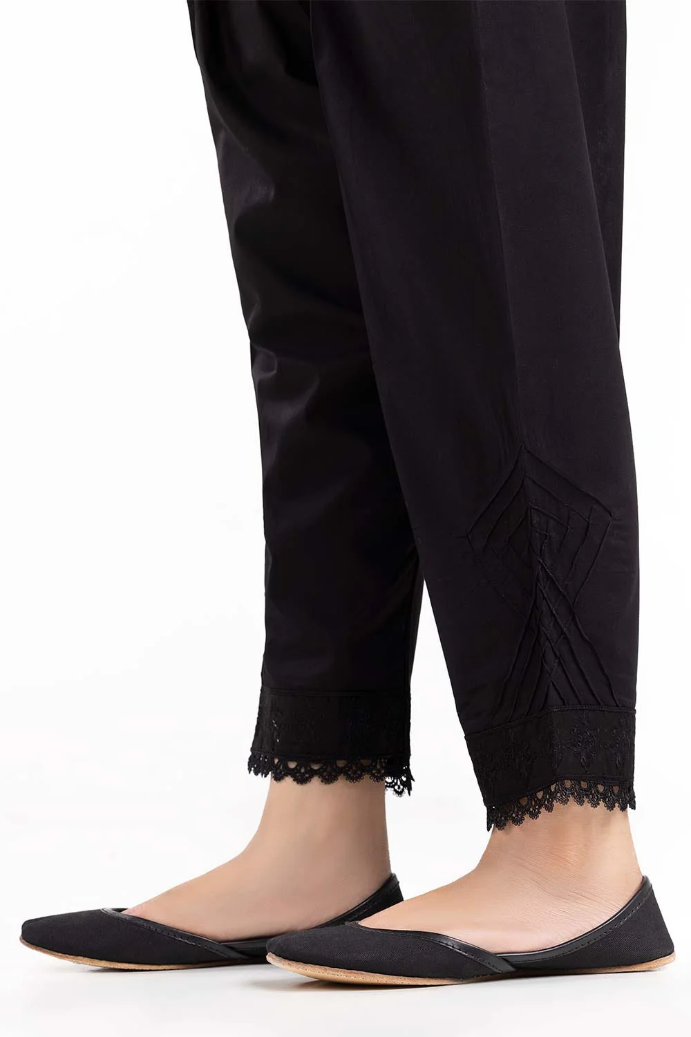 Black Embroidered Cambric Shalwar - Image 2