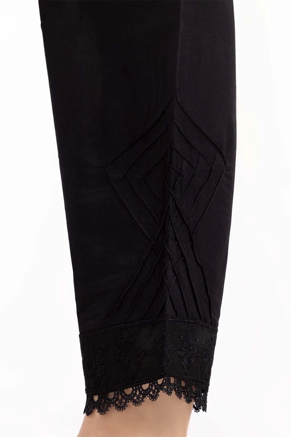 Black Embroidered Cambric Shalwar - Image 3