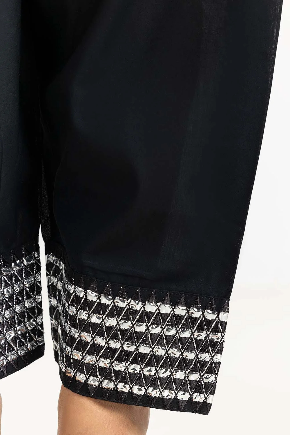 Black Embroidered Cambric Shalwar - Image 3