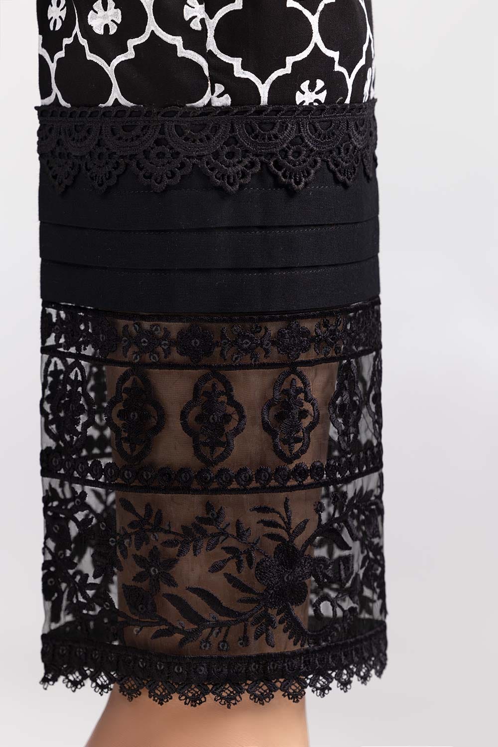 Black Embroidered Cambric Trousers - Image 3