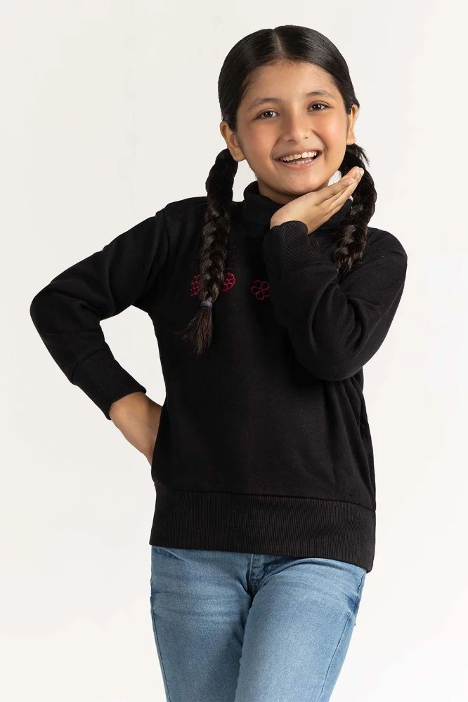 Black Embroidered Sweatshirt