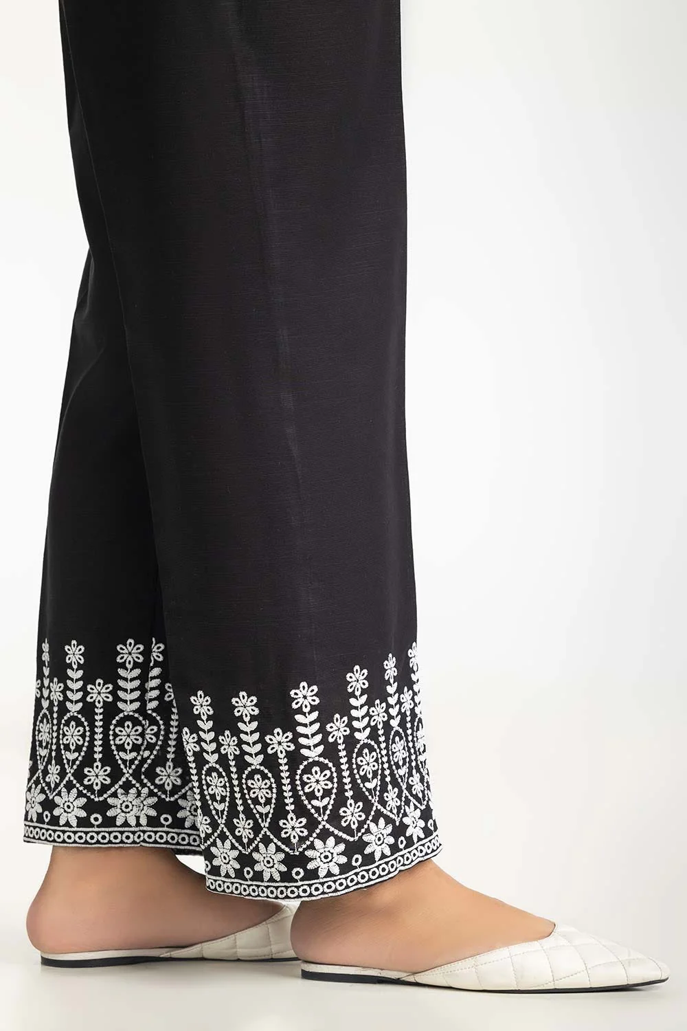 Black Khaddar Embroidered Trouser - Image 3