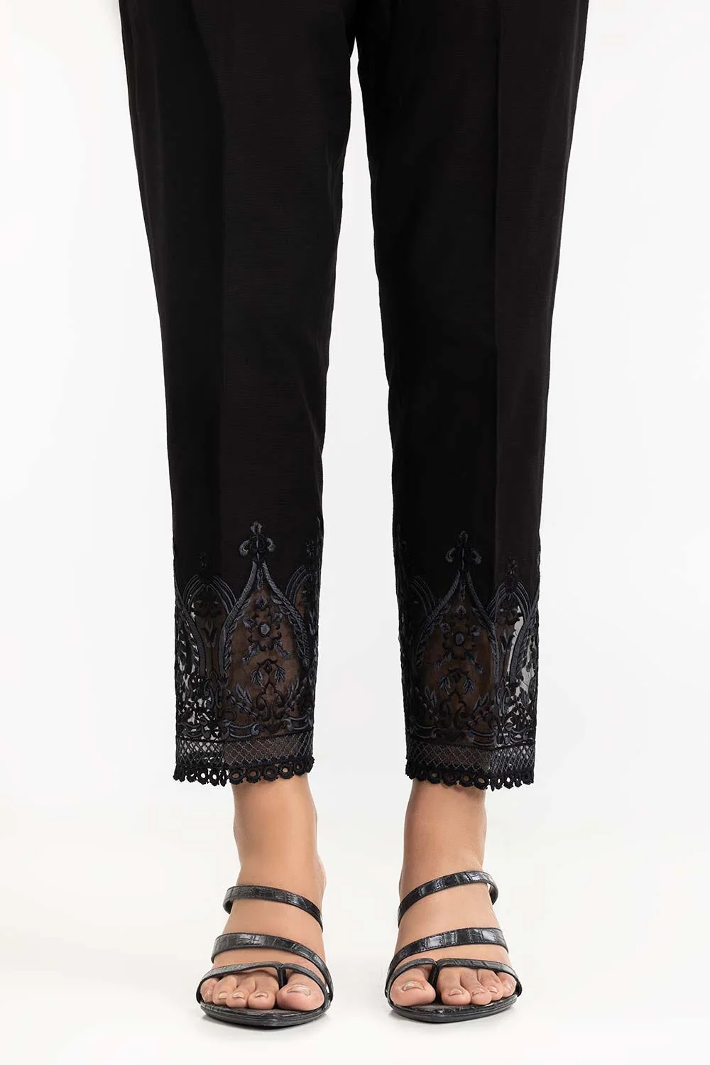 Black Khaddar Embroidered Trouser - Image 2