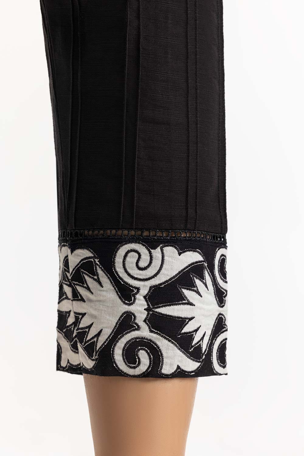Black Khaddar Embroidered Trousers - Image 3