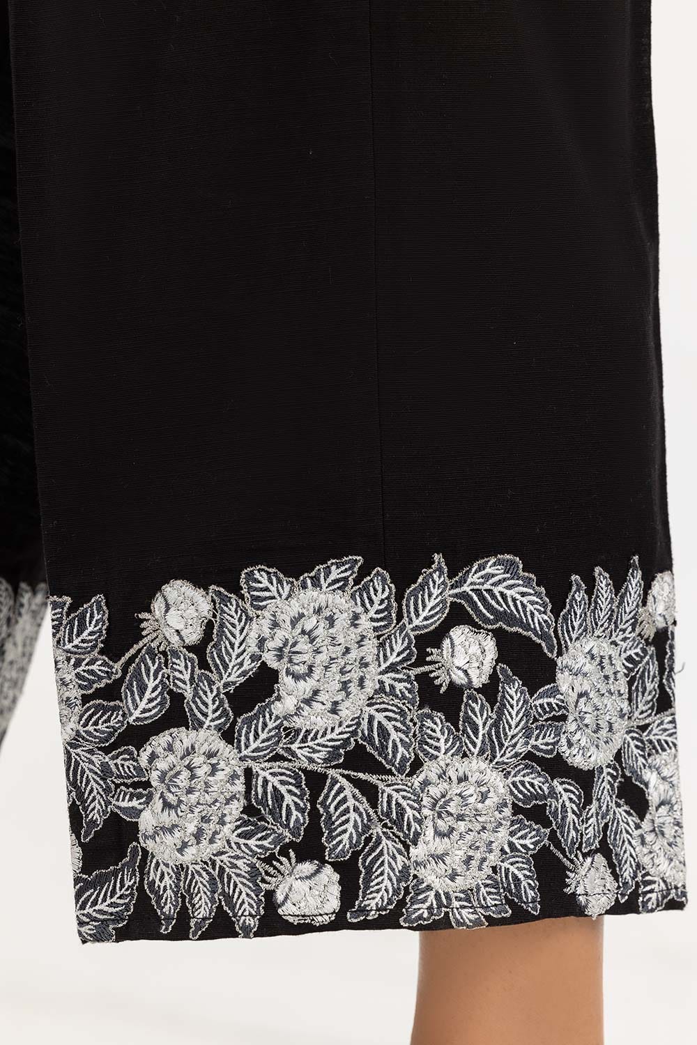 Black Khaddar Embroidered Trousers - Image 3