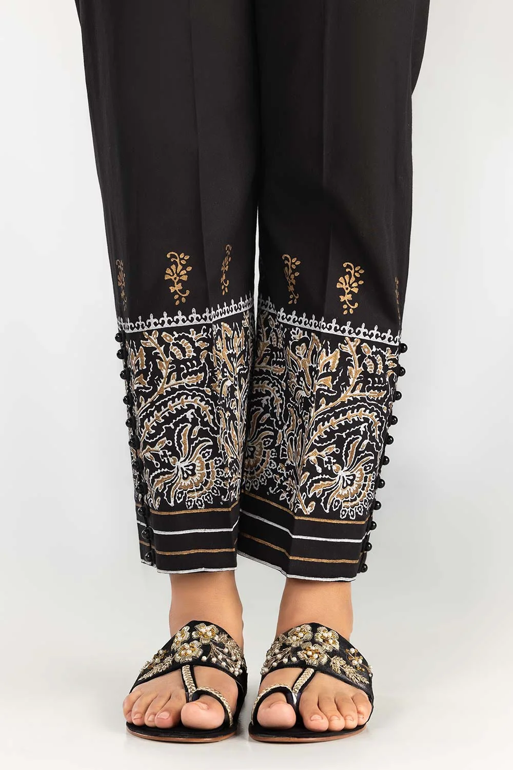 Black Screen Printed Cambric Trousers - Image 2