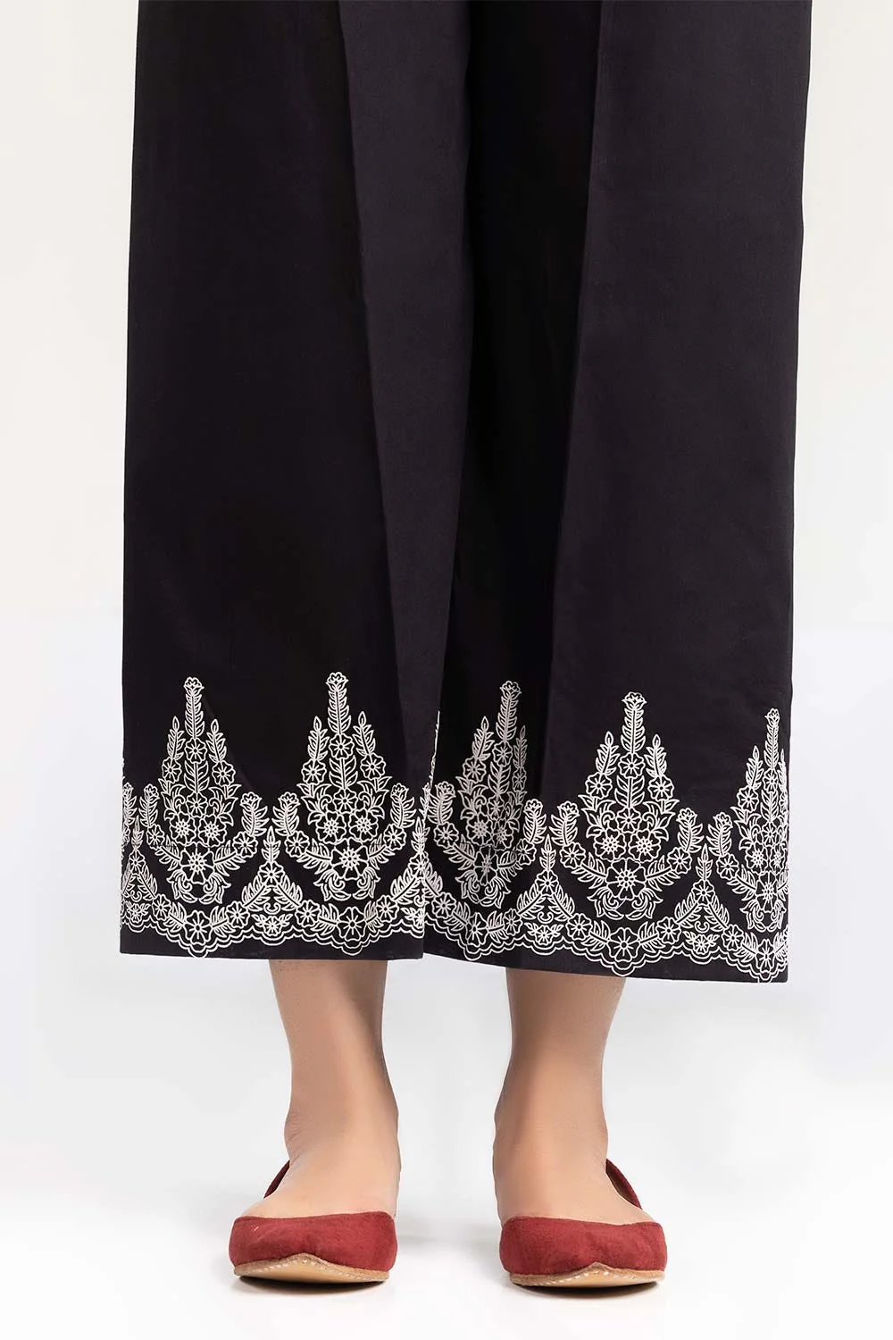 Black Screen Printed Raw Silk Trousers - Image 2