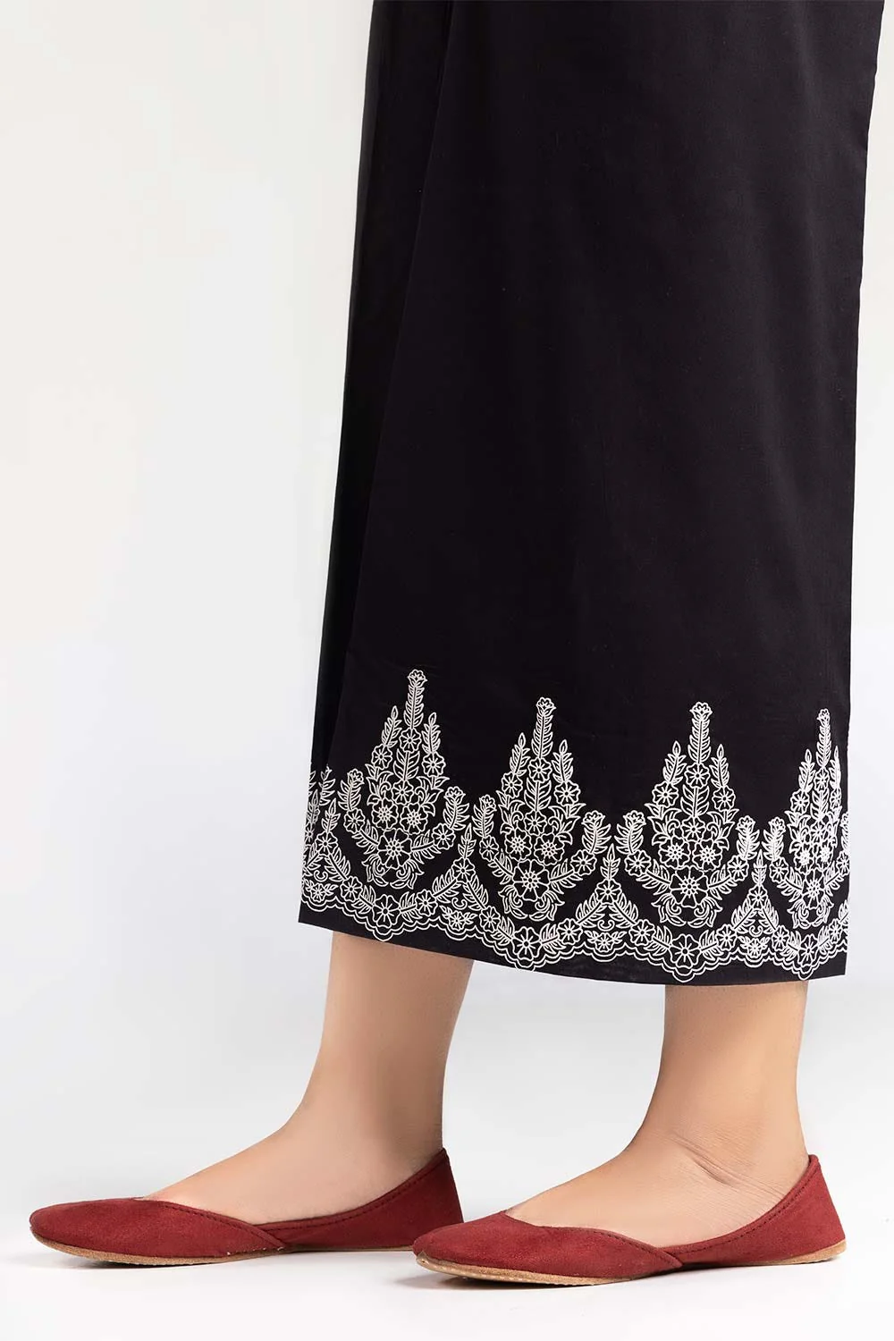 Black Screen Printed Raw Silk Trousers - Image 3