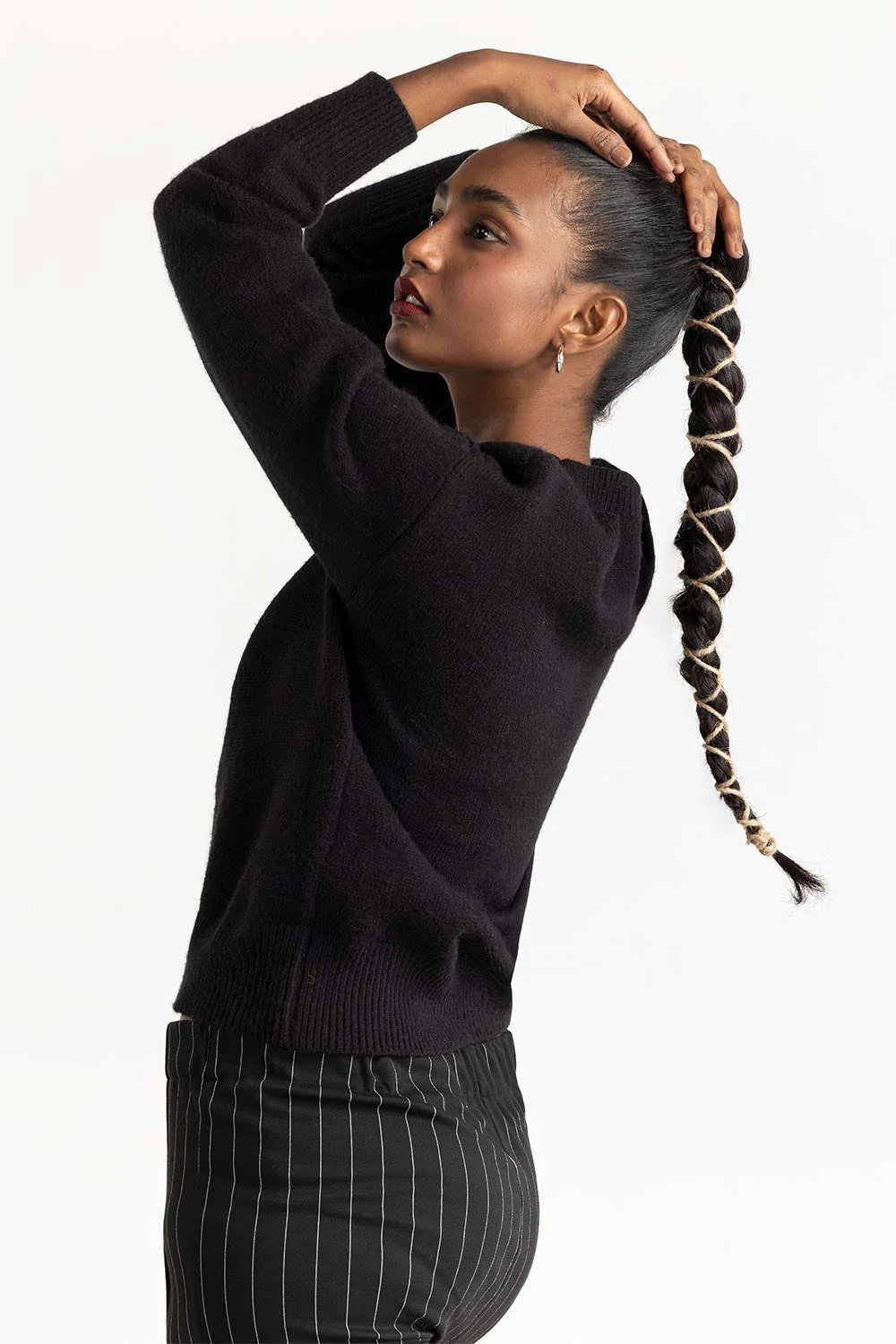 Black Shoulder Cutout Sweater - Image 3