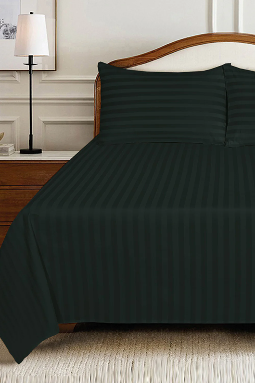 Black Luxury Stripe Bed Sheet Set