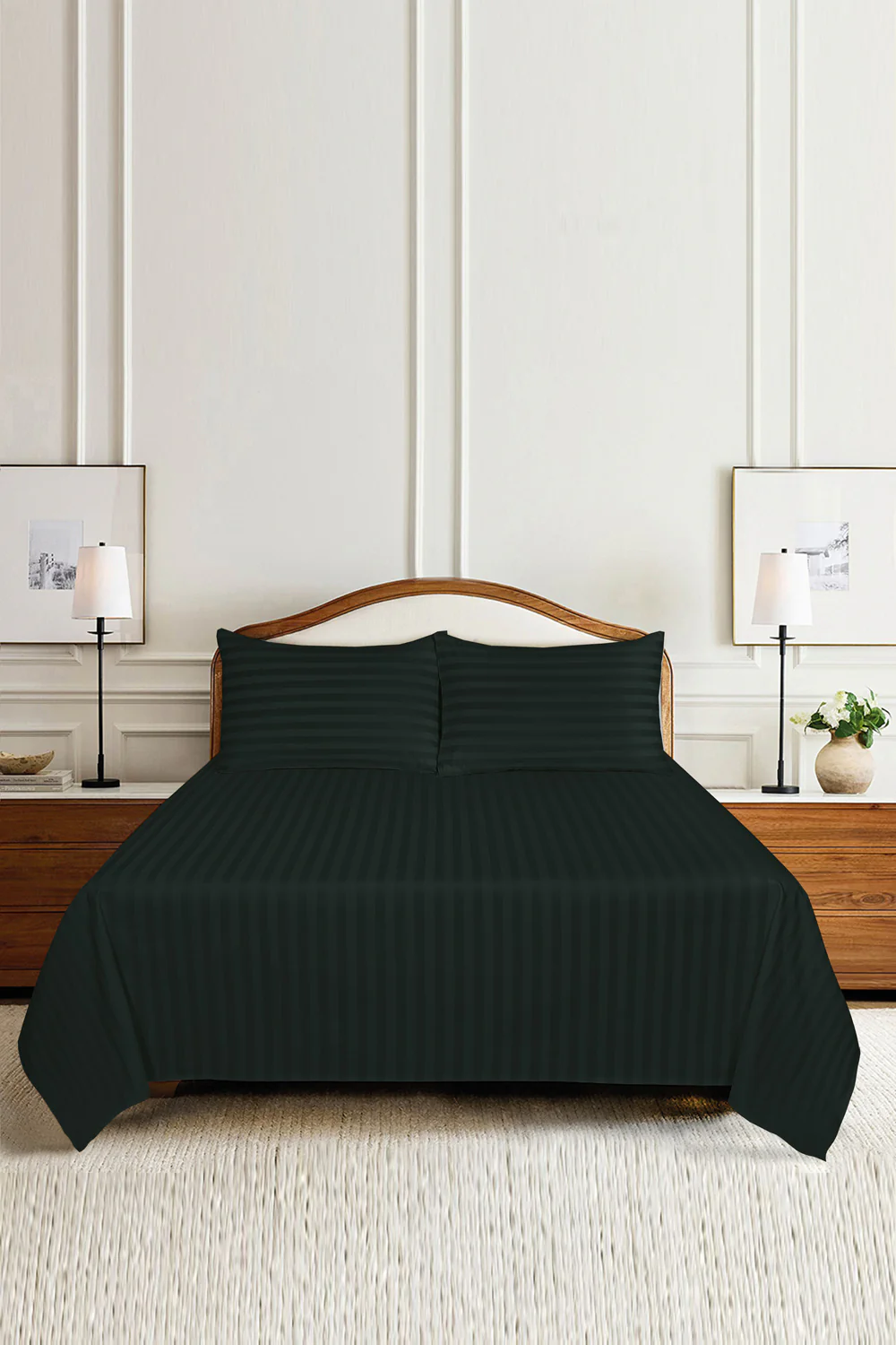 Black Luxury Stripe Bed Sheet Set - Image 2