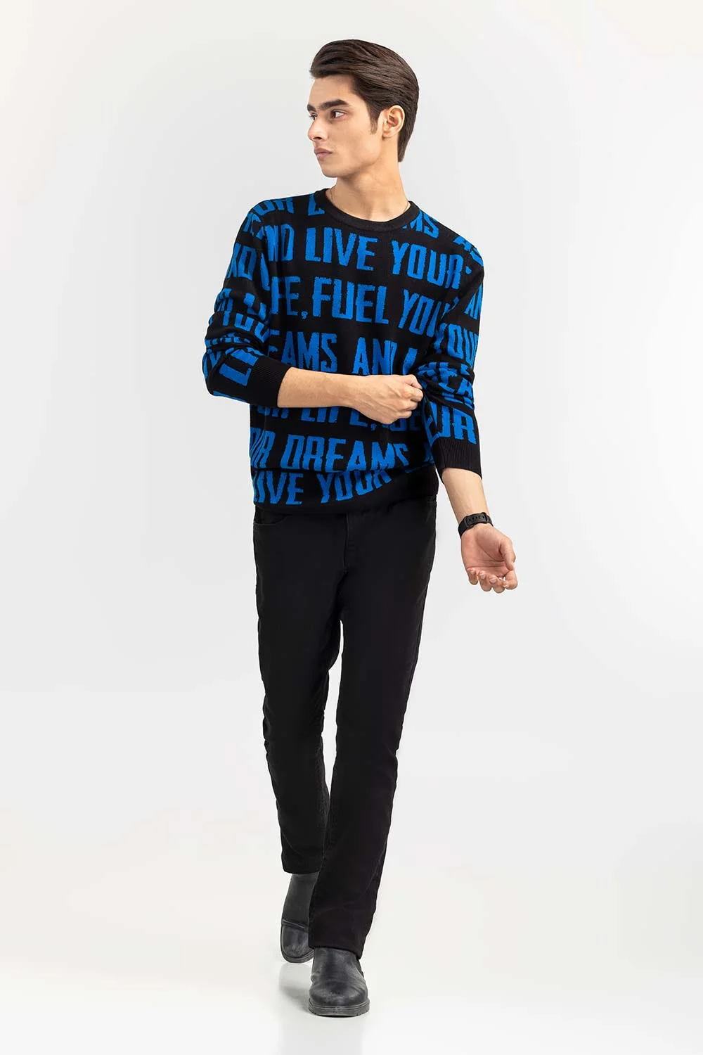 Black Text Crew Neck Sweater - Image 5