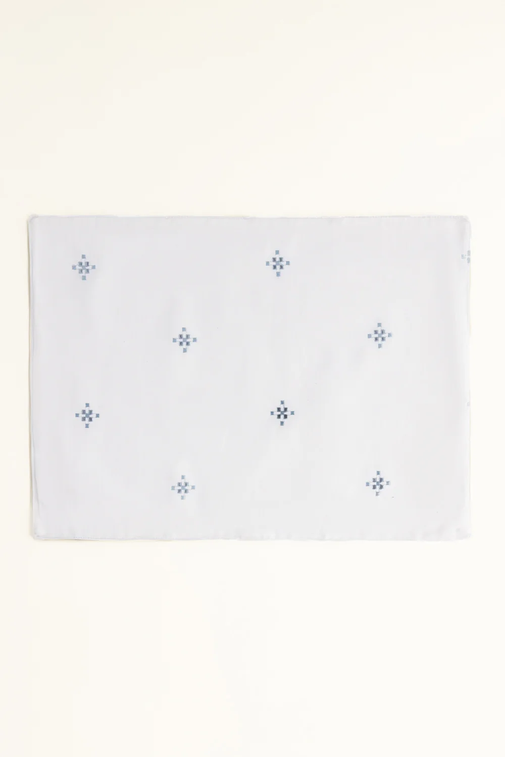 Blue Cross Stitch Embroidered Placemat Pair