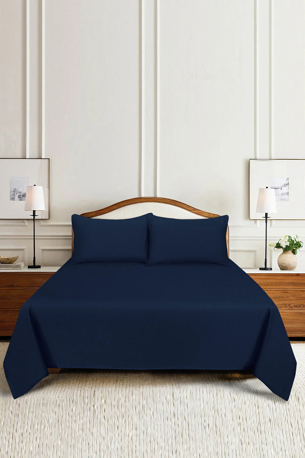 Blue Cube Dobby Bed Sheet Set - Image 5