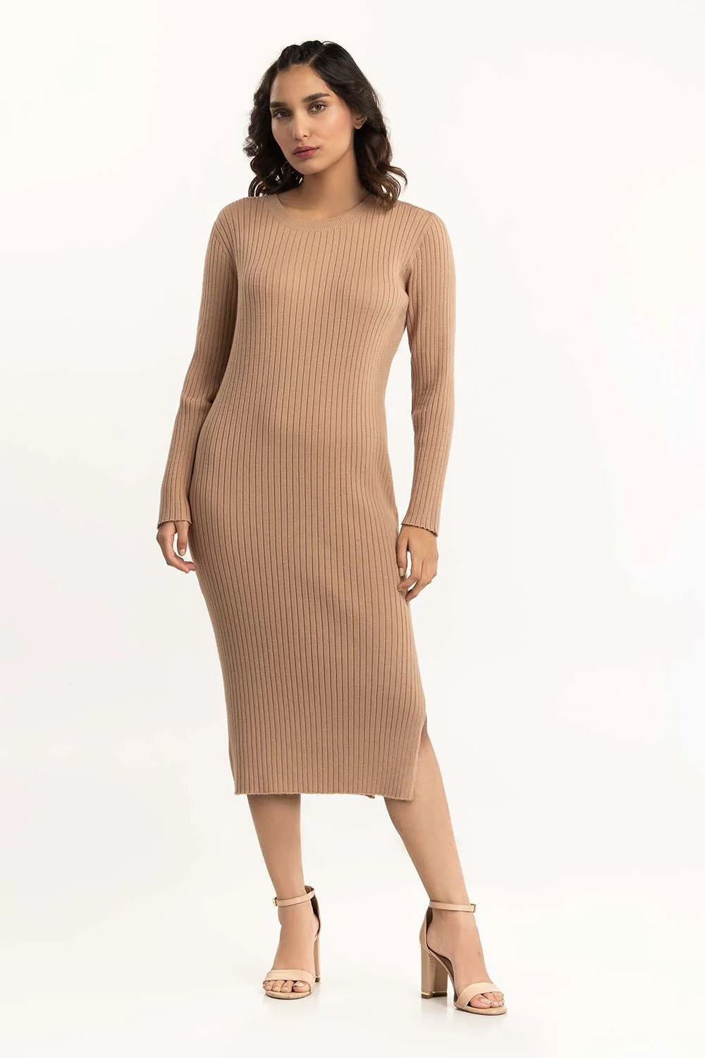 Brown Long Dress With Slit - Image 2