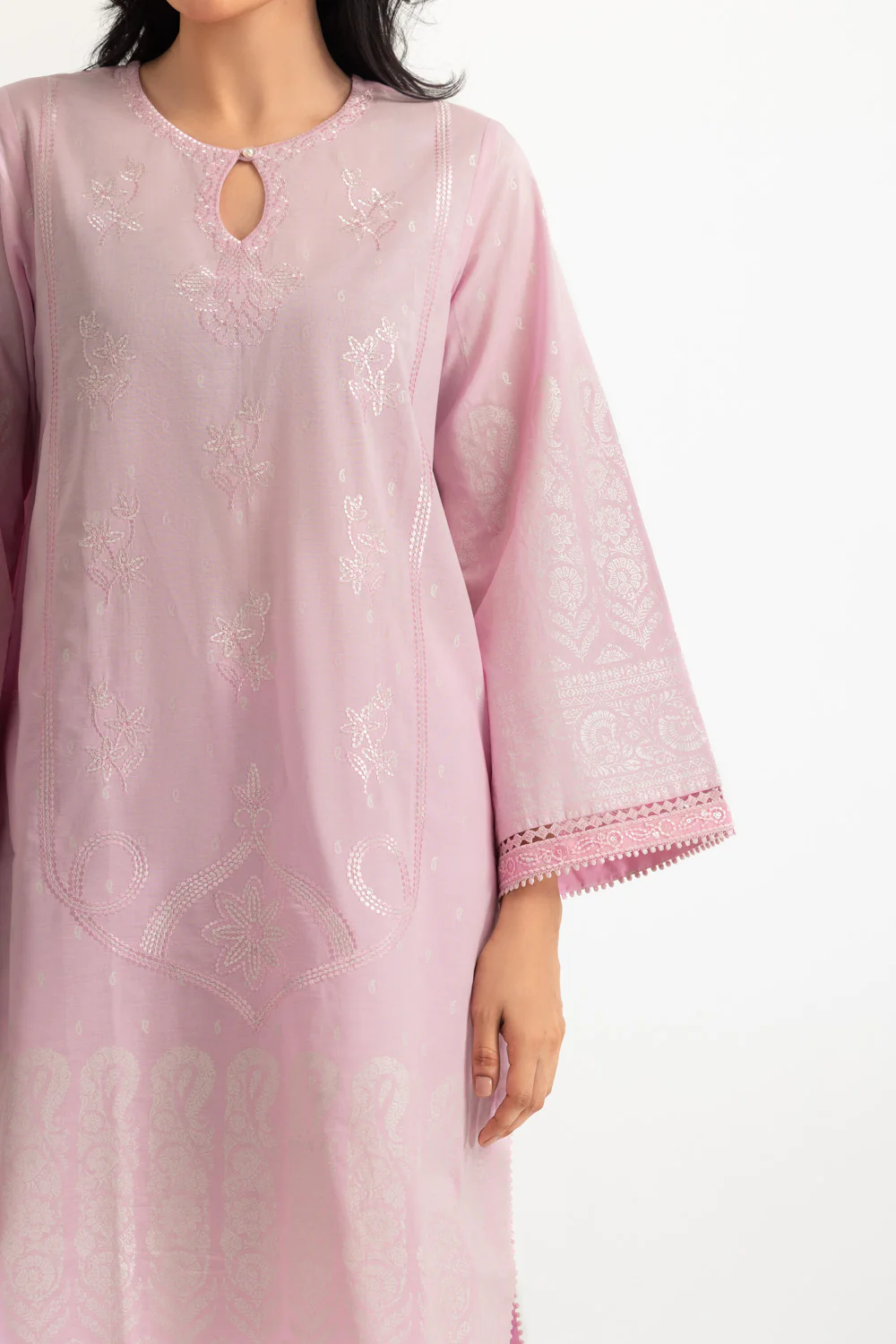 Cambric Block Printed Co-Ord Set With Embroidered - Image 2