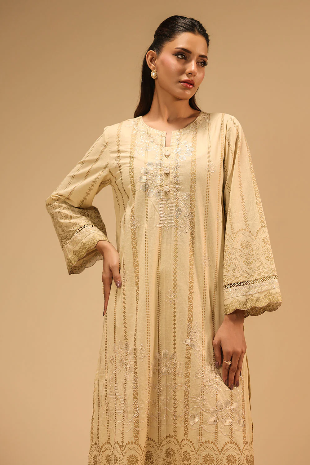 Cambric Block Printed Co-Ord Set With Embroidered - Image 4