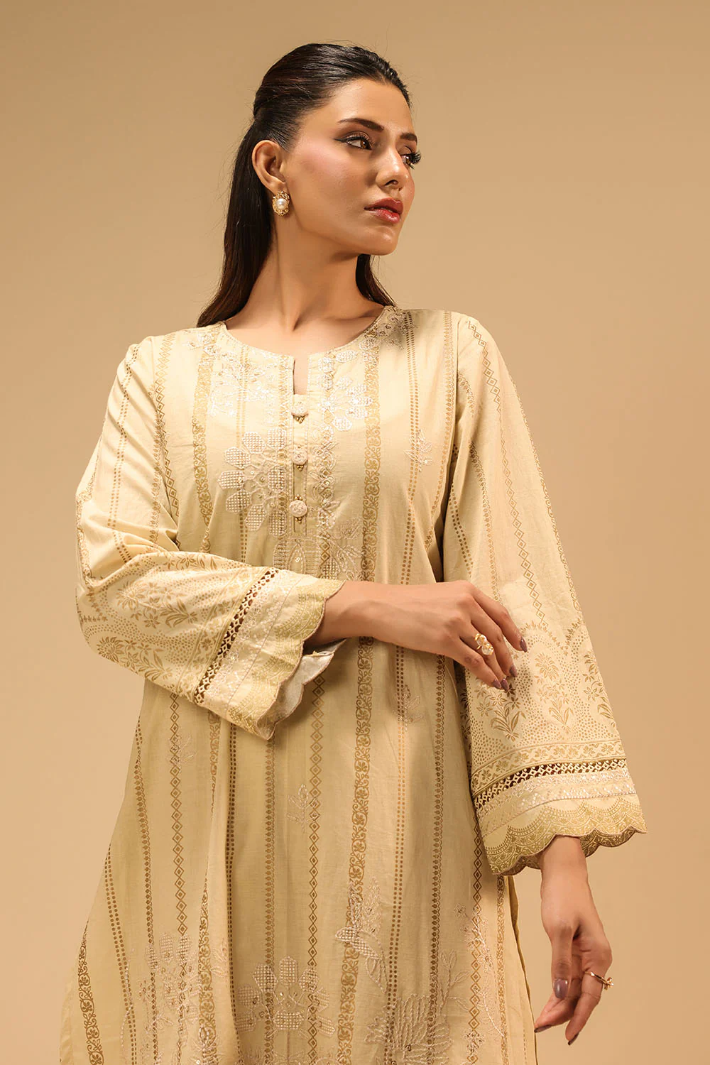 Cambric Block Printed Co-Ord Set With Embroidered - Image 5