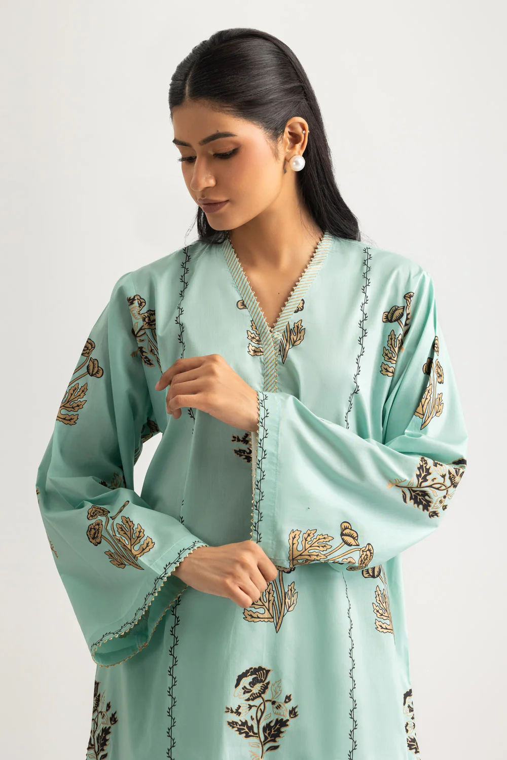 Cambric Block Printed Shirt And Dyed Trouser - Image 2
