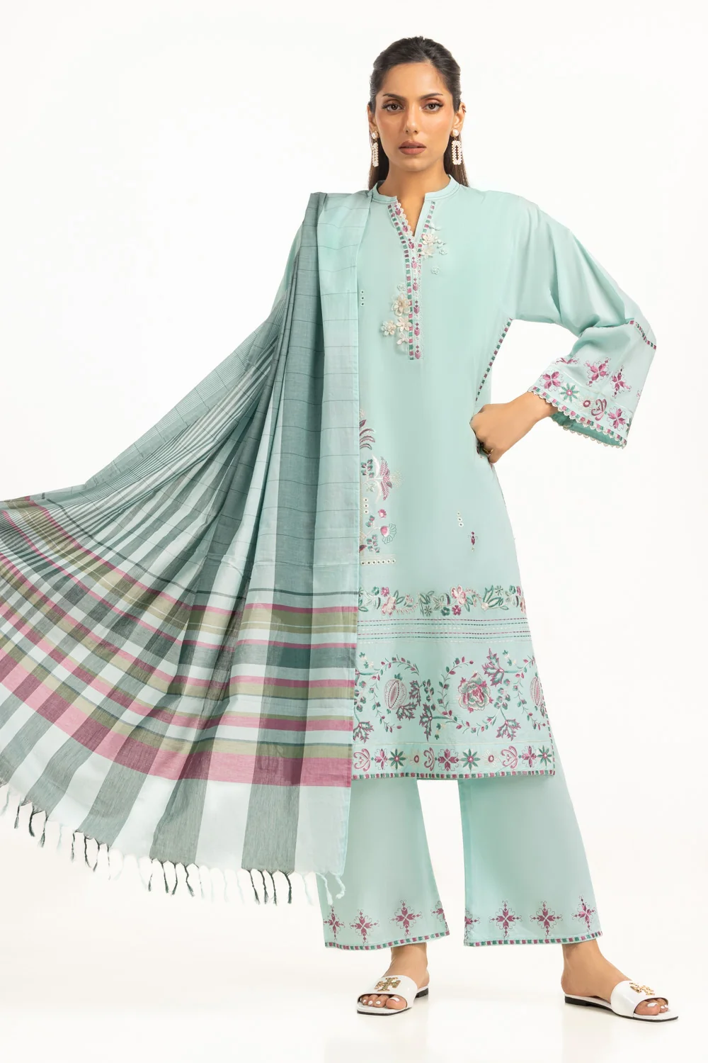 Cambric Embroidered Co-Ord Set