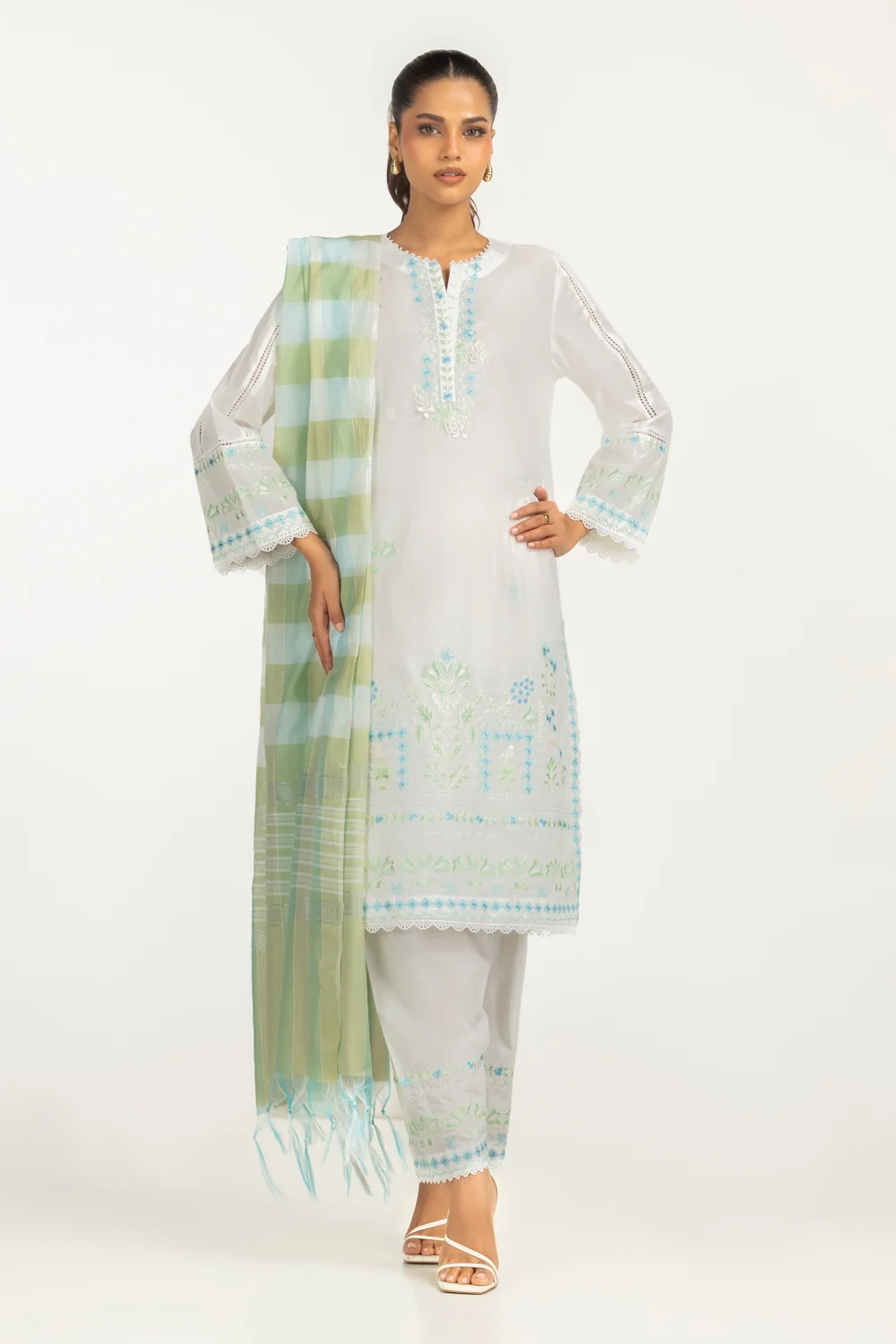 Cambric Embroidered Co-Ord Set
