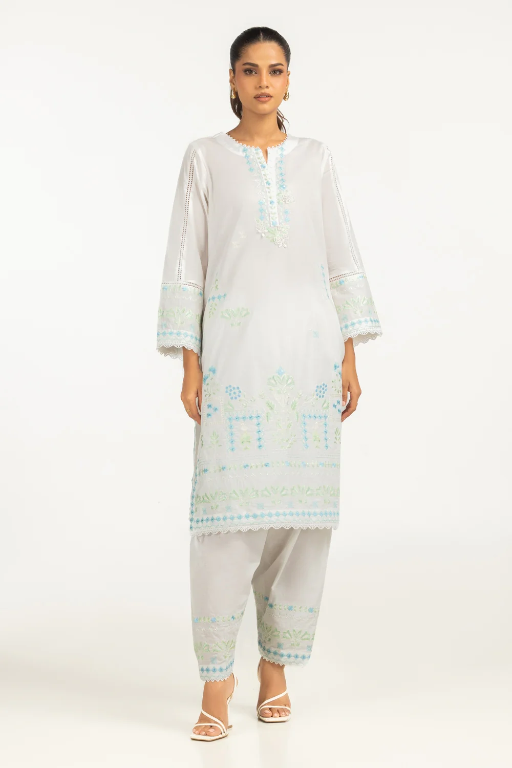 Cambric Embroidered Co-Ord Set - Image 4