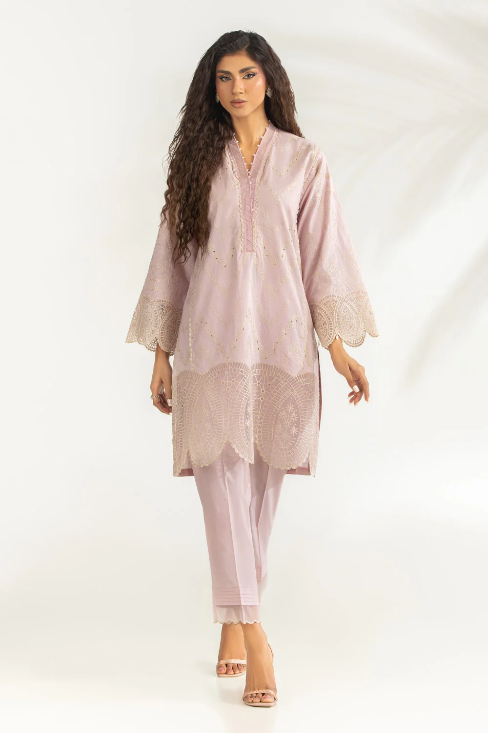 Cambric Embroidered Co-Ord Set