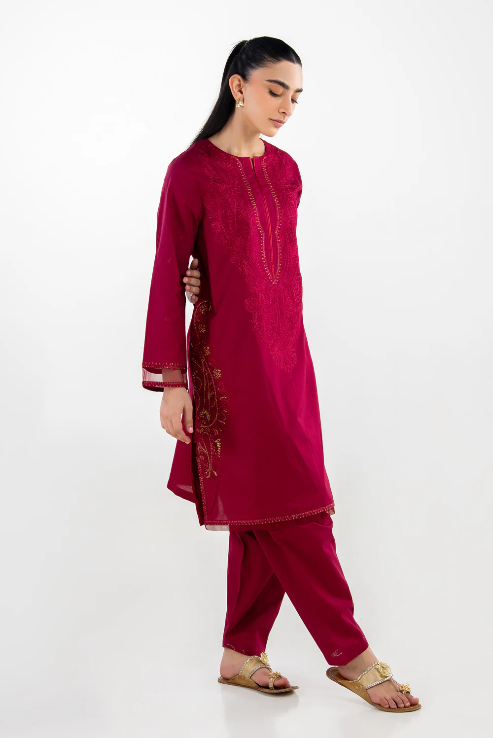 Cambric Embroidered Co-Ord Set - Image 4