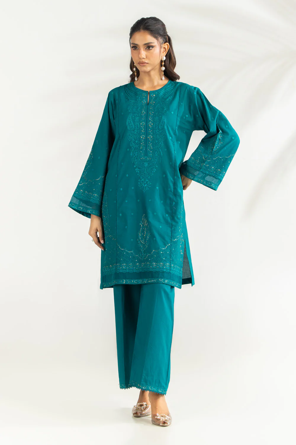 Cambric Embroidered Co-Ord Set - Image 3