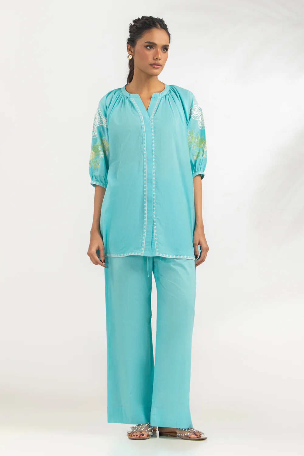 Cambric Embroidered Co-Ord Set