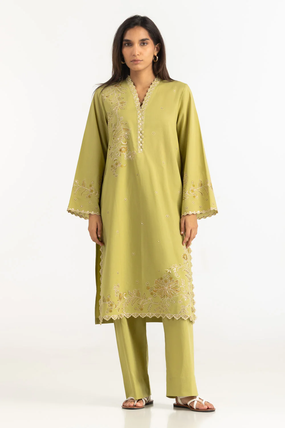 Cambric Embroidered Co-Ord Set