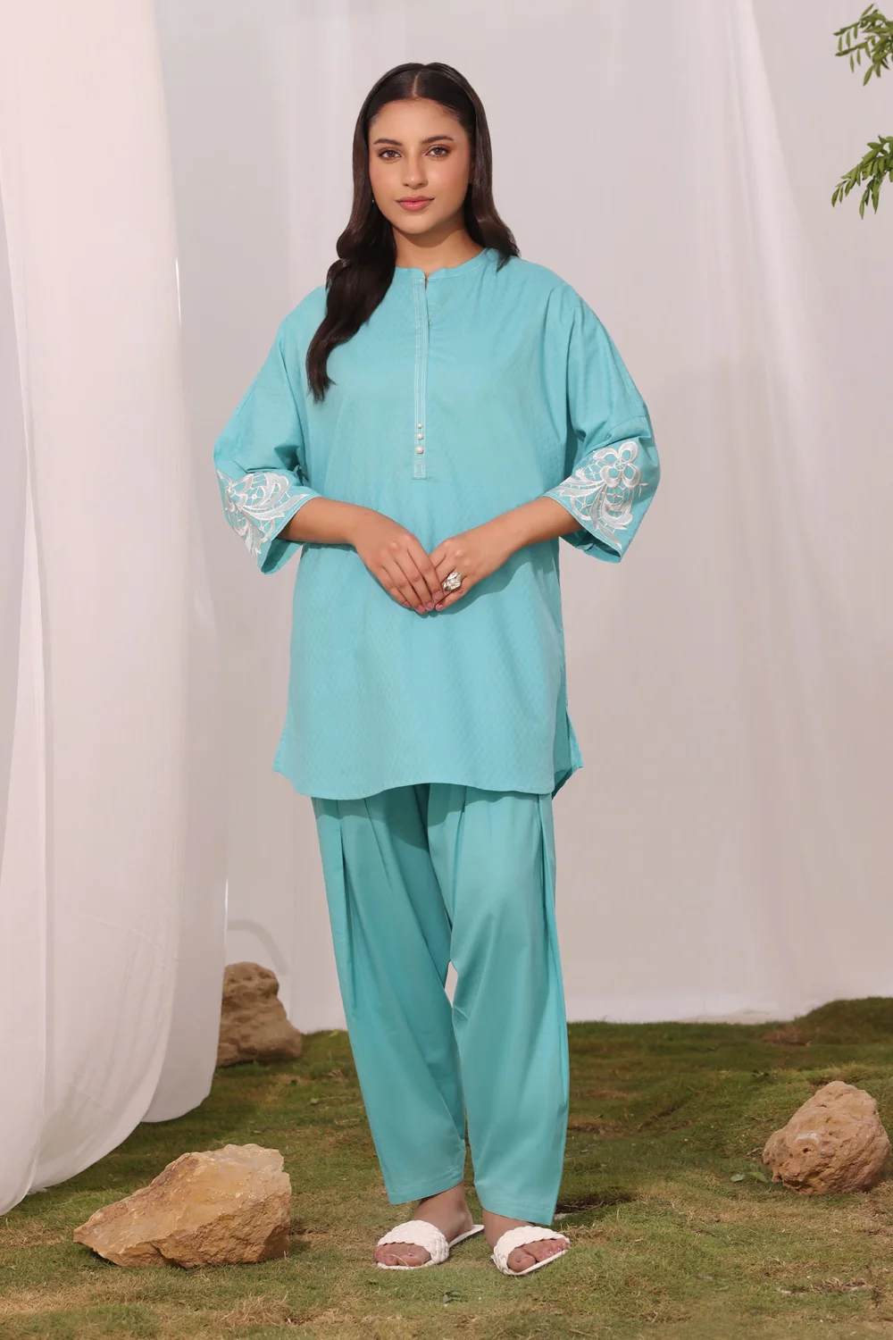 Cambric Embroidered Co-Ord Set - Image 3