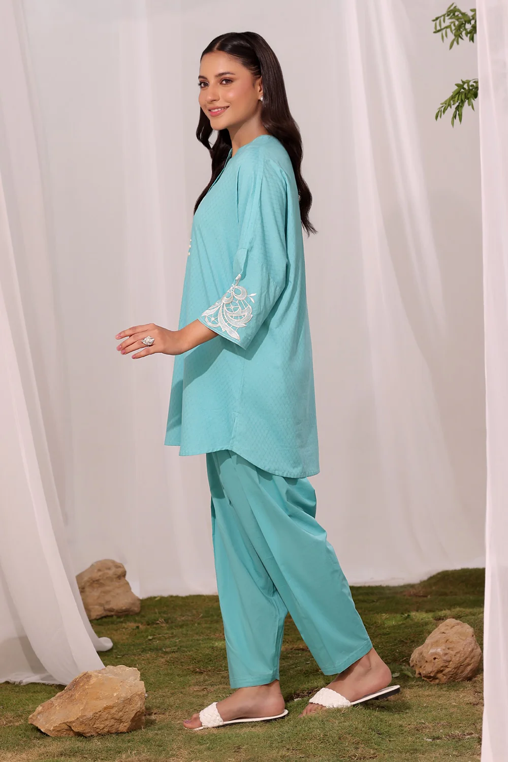 Cambric Embroidered Co-Ord Set - Image 4