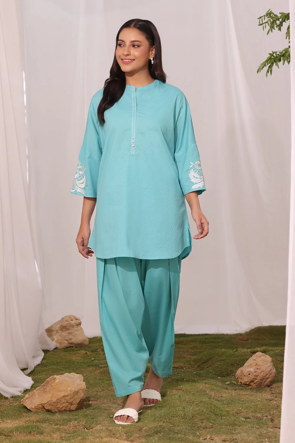 Cambric Embroidered Co-Ord Set - Image 6
