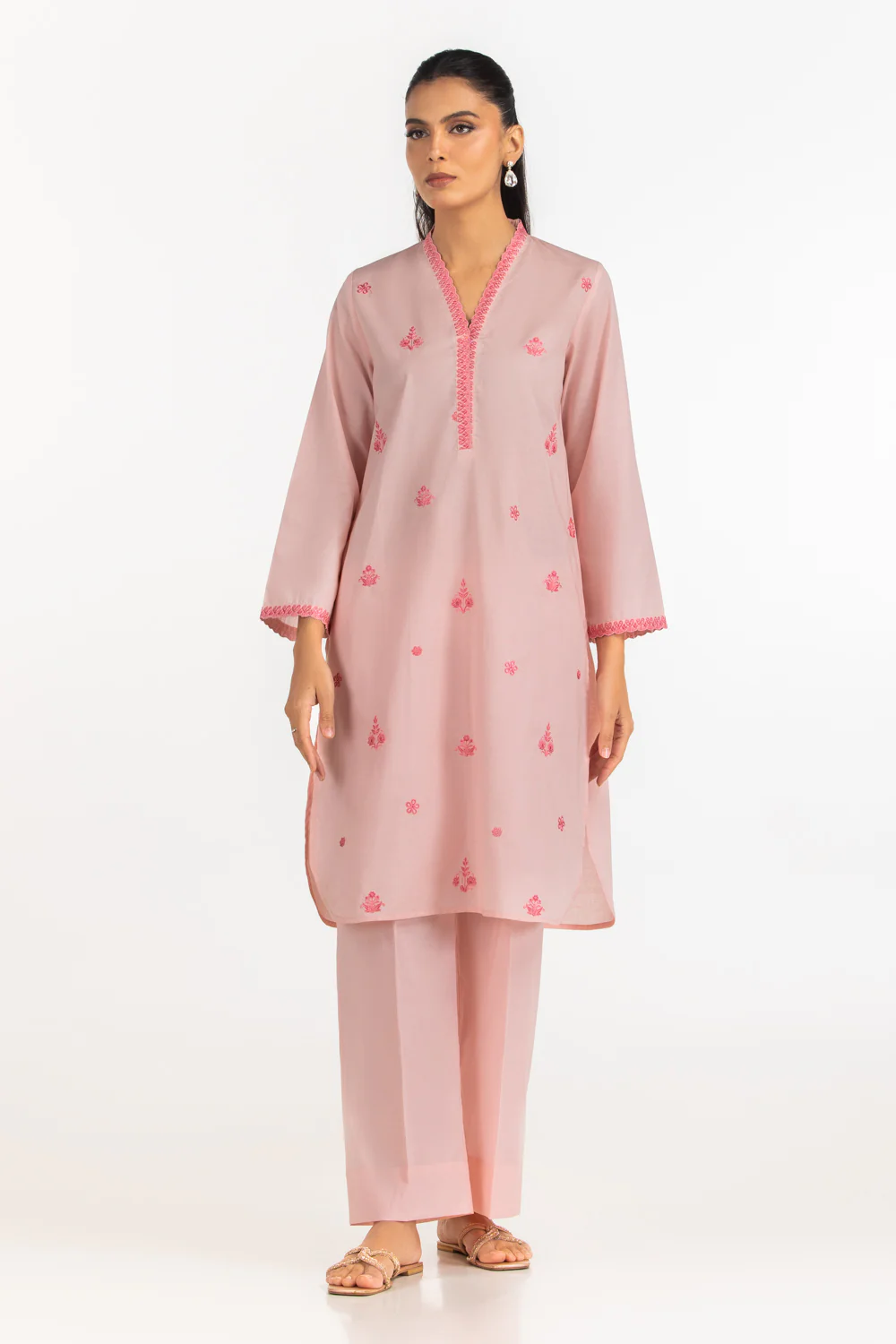 Cambric Embroidered Co-Ord Set
