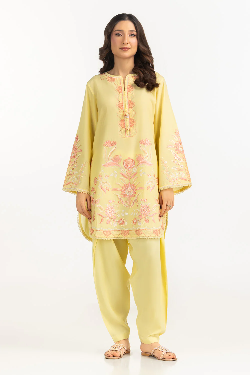Cambric Embroidered Co-Ord Set