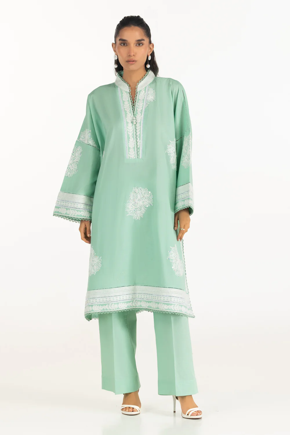 Cambric Embroidered Co-Ord Set