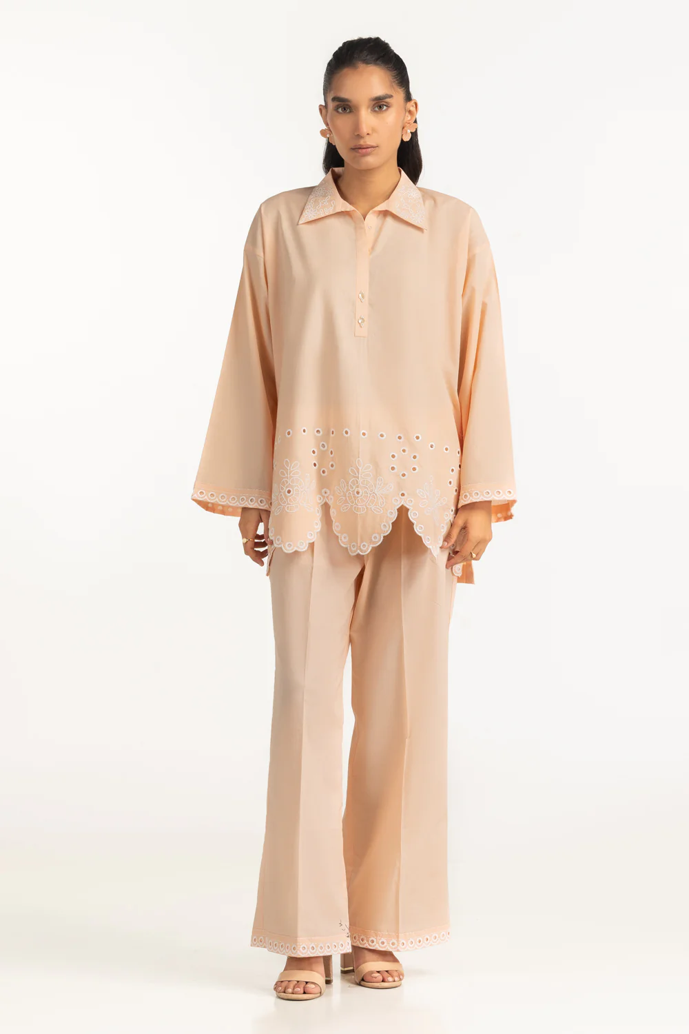 Cambric Embroidered Co-Ord Set