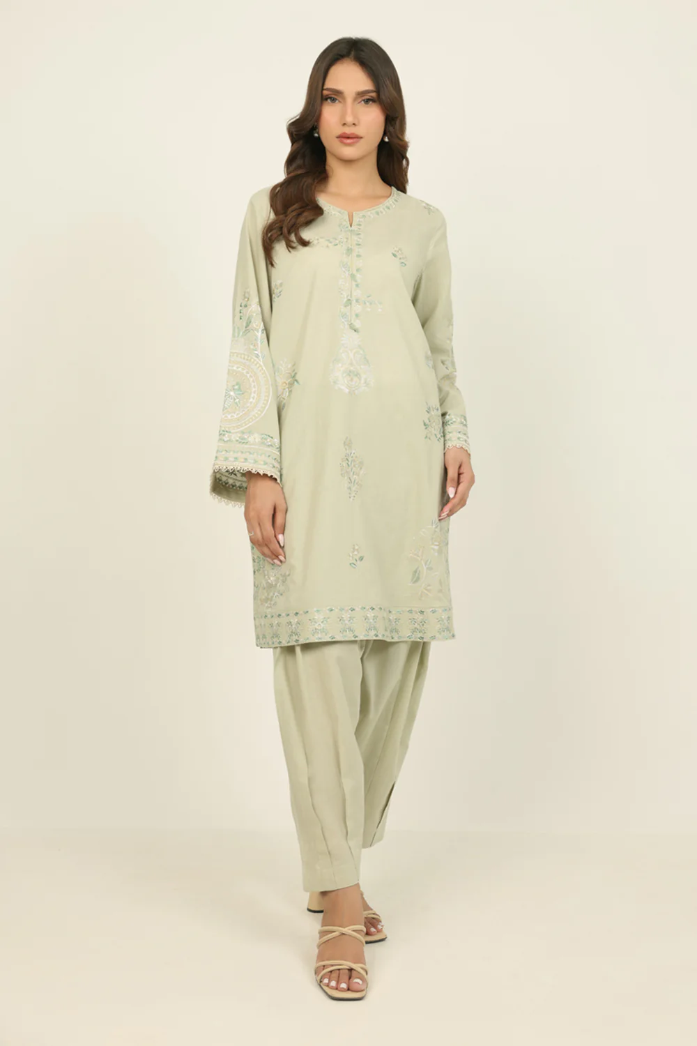 Cambric Embroidered Co-Ord Set