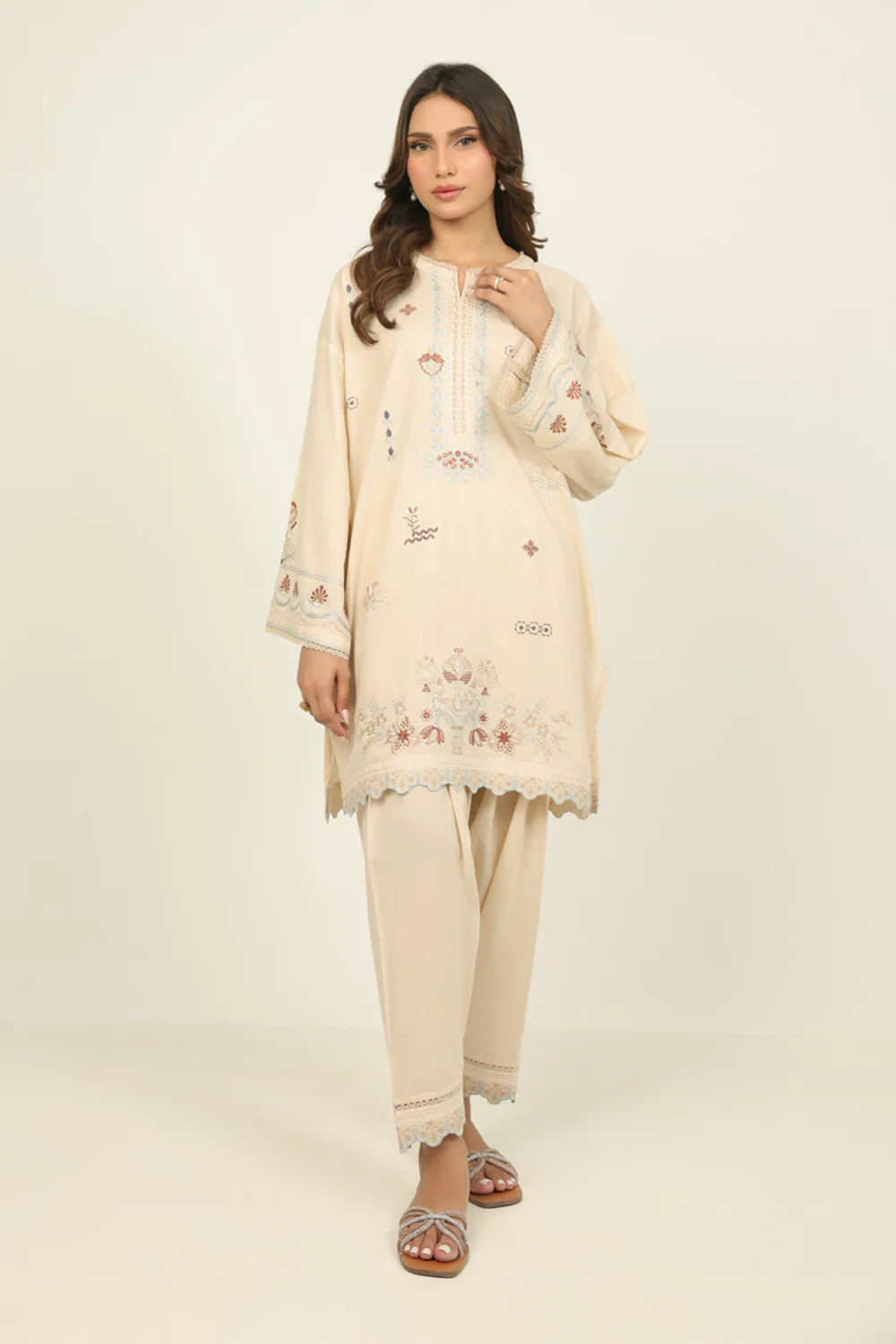Cambric Embroidered Co-Ord Set - Image 3